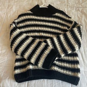 H&M black and white striped chunky sweater